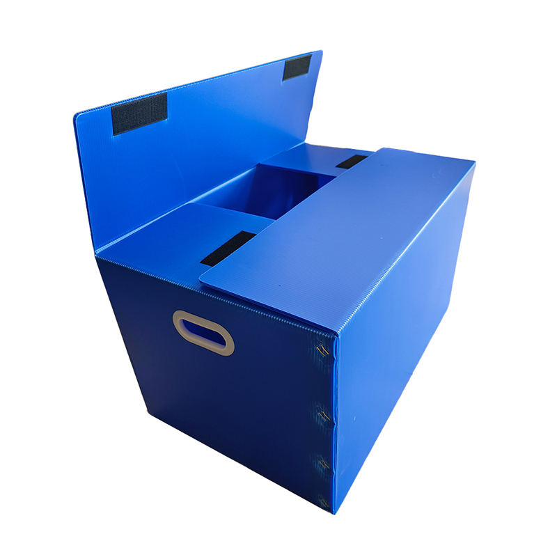 Boîte de rangement en plastique ondulé PP avec fermeture Velcro et trou pour les mains