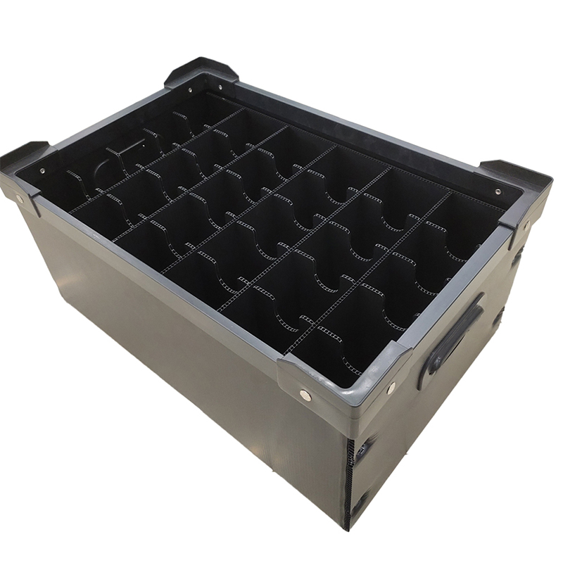 Conteneur compartimenté en carton creux PP ESD avec séparateur de grille