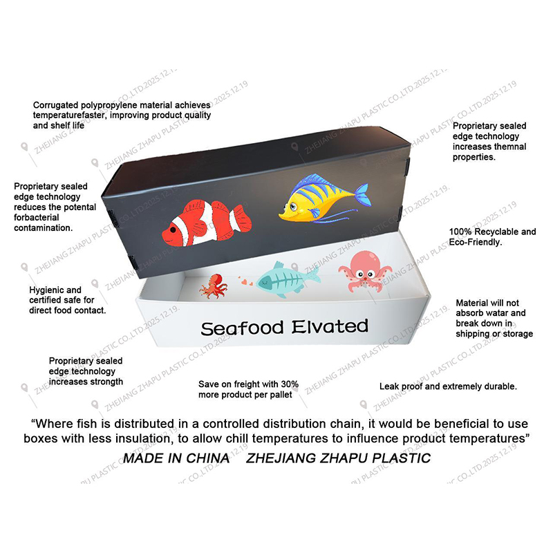 Boîte à fruits de mer empilable en plastique Corflute résistante à l'humidité