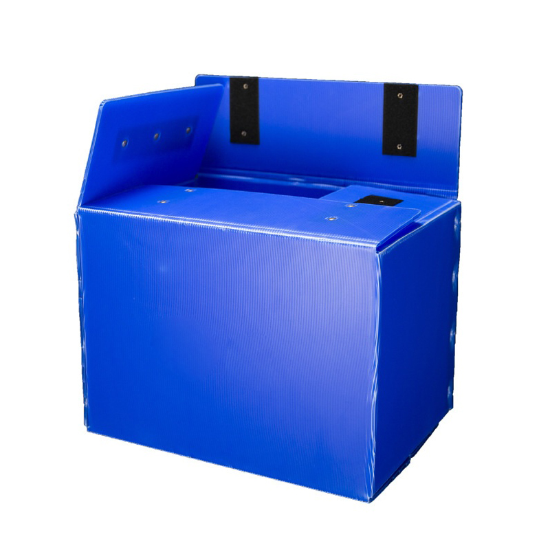 Boîte de déménagement portable en plastique ondulé PP avec trou pour la main et couvercle Velcro