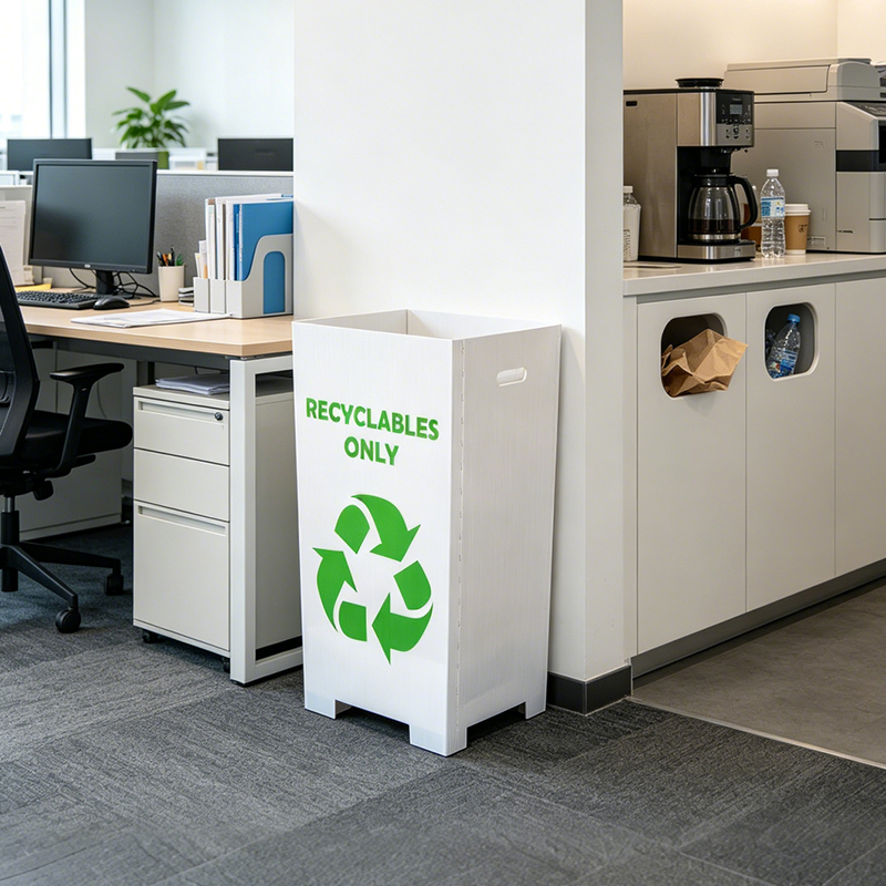 Poubelle recyclable en plastique ondulé